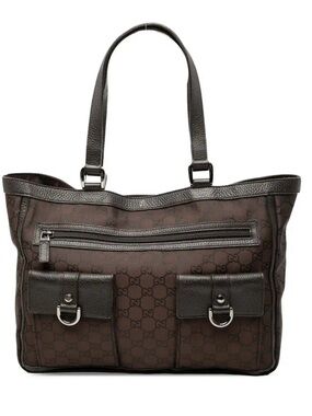 GUCCI GG Nylon Abbey D Ring Pocket Tote Ladies